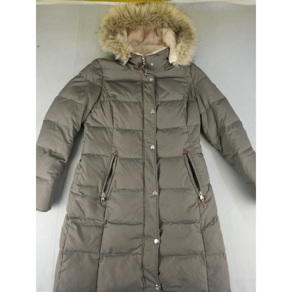 Lauren Ralph Lauren Down Filled Parka Jacket Gray Womens S Faux Fur Sherpa Hood